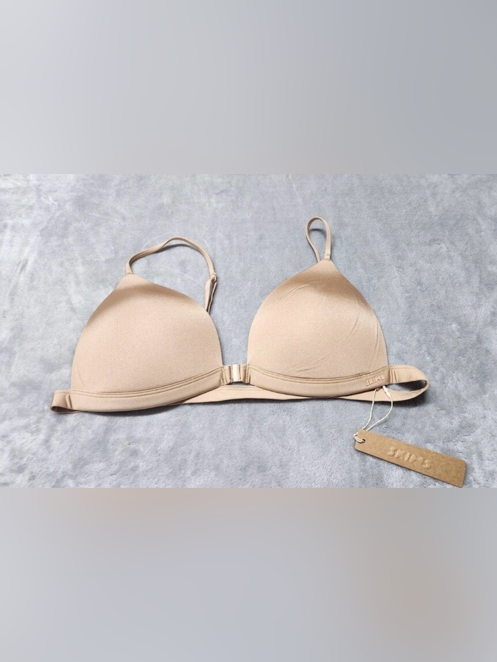 SKIMS 36D Clay Beige Wireless Form Triangle Front Close Super Push Up Bra NWT